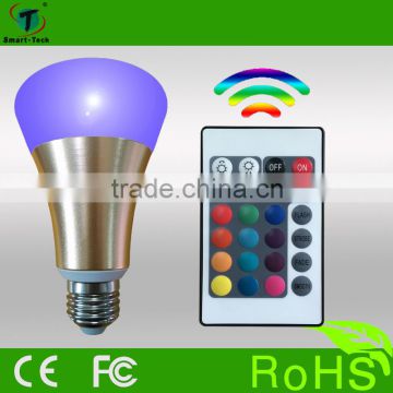 New E26 E27 B22 energy saving high lumen 12w colorful RGBW LED Bulb with remote control