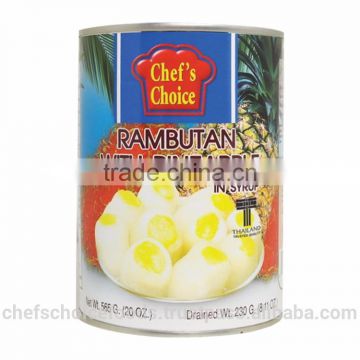 High quality from Thailand rambutan with pineapple in syrup