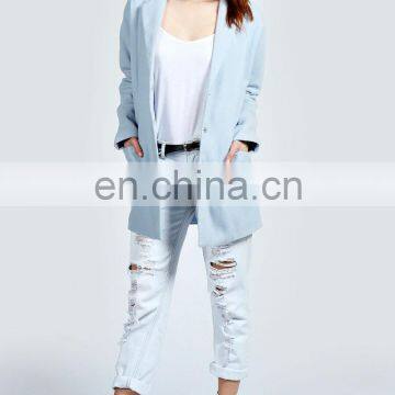 plus size fashion plazer/womens lapel jacket/clothing supplier china/wholesale lastest apparel model-cp353