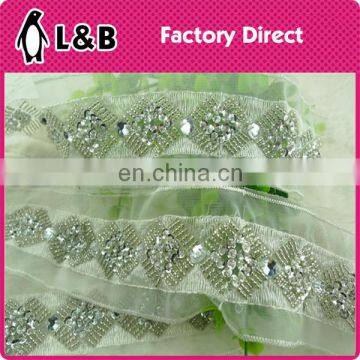 2015 fashion Crystal Applique Rhinestone Appliques Trimming for Wedding Dress