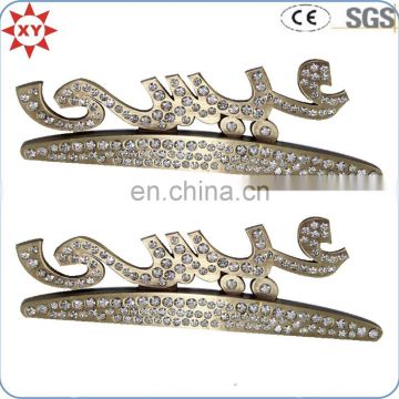 High quality engraved silver metal pin badge with diamond