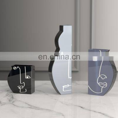 Home Accessories Table  Modern Ceramic Abstract Art  Decor Face Vase