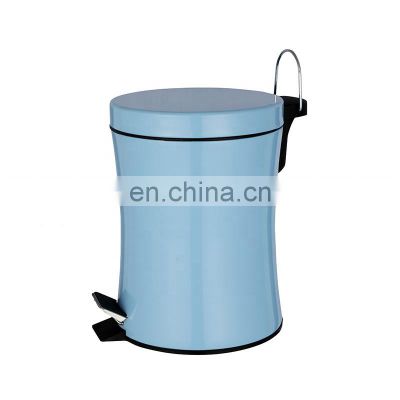 Hot selling Simple design blue foot pedal bin decorative household waste slim body waste pedal bin powder coating waste bin