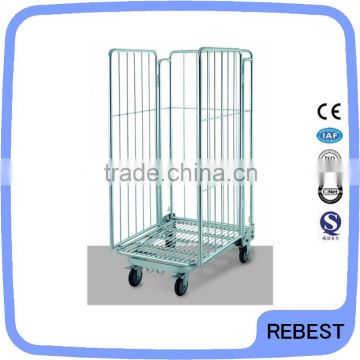 Warehouse metal storage cage trolley