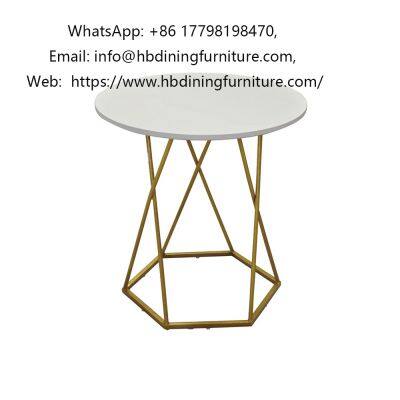 White MDF dining table with wire legs
