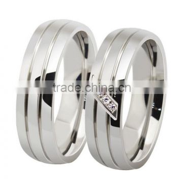 Stainless steel rings jewelry With Diamond shiny polished