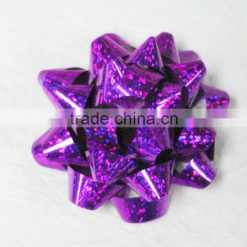 Purple 4" Various Types Of Holographic Star Gift Bow Decoration