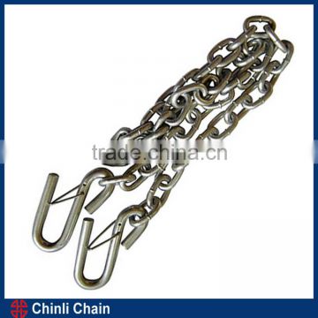 Trailer safety chain with S hooks,NACM90 standard 1/4"X 48" size chain with S hooks