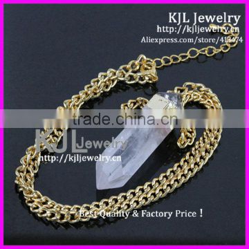 KJL-A0258 healing piont quartz druzy stone necklace ,clear crystal agate drusy semi-precious charm pendant necklace