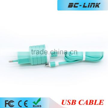 CE FCC certificated EU/US Plug usb travel charger with micro usb cable
