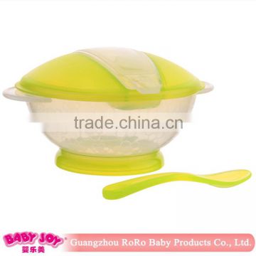 New PP Plastic Baby Transparent Decorative Pattern Suction Bowl With Spoon