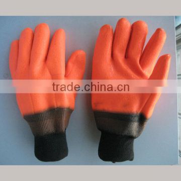 fluorescent orange pvc coated knit wrist chemical working glove