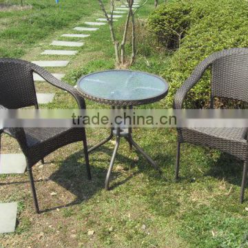 Glass top table with rattan outdoor chair garden furniture