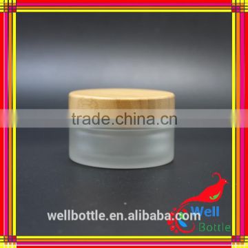 glass jar wooden lid for bamboo cream jar with milk jar GJ602R
