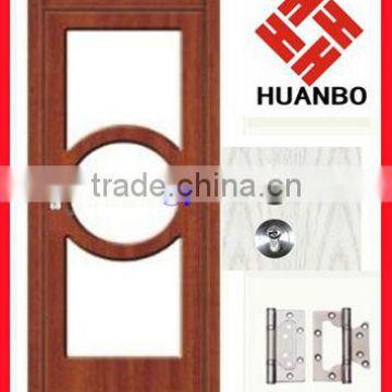 Latest design wood mdf pvc door wooden glass insert room doors with hardware
