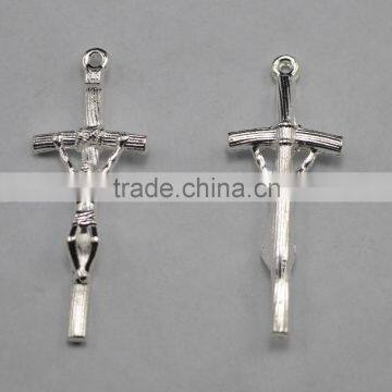 Wholesale fashion silver plated pope's cross crucifix charm pendant
