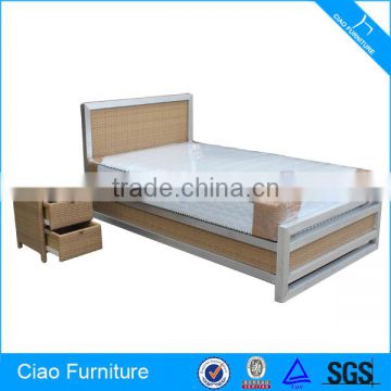 Polishing Aluminum Spring Mattress Queen Bed With Bedside Table