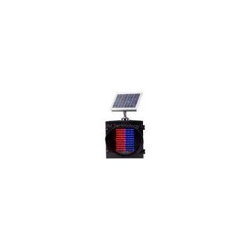 solar traffic sign - Red and blue warning light