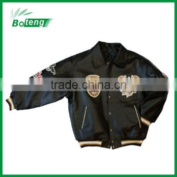 man embroidery leather jacket