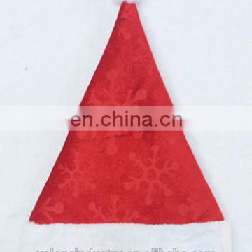 YiWu China OEM Wholesale velvet Santa Claus Christmas Hat Liner Inside with Christmas Tree and Snowflowers Decoration