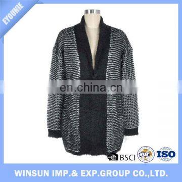 2017 New Design Long Stripe Woman Winter Coat