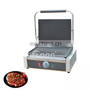 Commercial Sandwich Panini Press Grill Full Grooved Plate Electric Contact Grill Commercial Panini Press