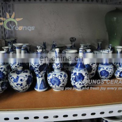 Small Chinese Antique Hand Painted Blue White Porcelain Vases For Collection