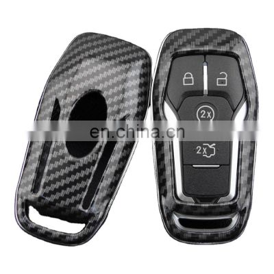 Keyless 4/5 Buttons Black Glossy Carbon Fiber Remote Key Shell Cover for Ford Fusion Mustang F150  Lincoln Smart Key Casing
