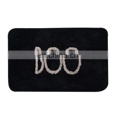 New Design Boo Jacquard Pattern Cool Microfiber Foot Bath Mat Rug with non slip TPR Backing