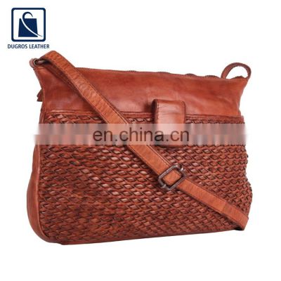 Hot Selling Good Quality Luxury Zipper Closure Type Genuine Leather Side Bag at Competitive Price