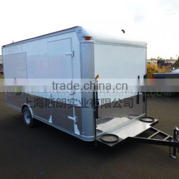 White uniaxial food cart beach food truck trailer hot dog Hamburger ice cream traction cart By China's largest factory