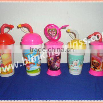 plastic straw cup with lid - 650ml