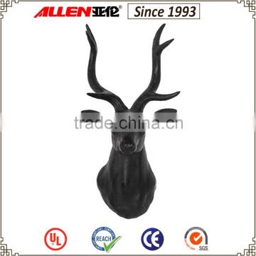 13" black home decoration deer head with long horn, deer sculpture for wall