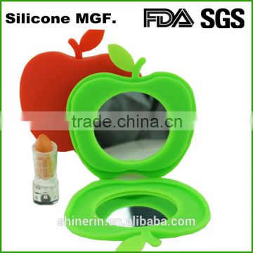 Promotion silicone gifts mirror custom design hand traveling mirror