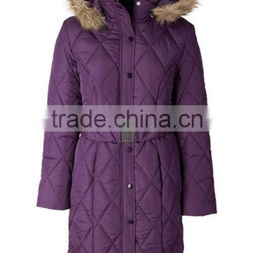 detachable hood long sleeve quilting coat fur collar winter jacket women down jacket
