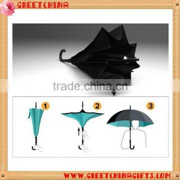 Custom Windproof Double Layer Car Reverse Open Inverted Umbrella