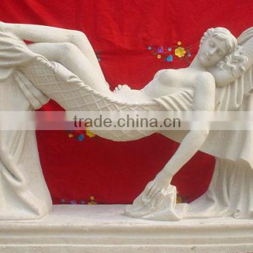 Laying Marble Nude Woman Statue Hand Sculpture Carved For Home