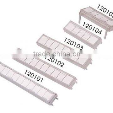 transparent 5 pair hinged label holder with four legs