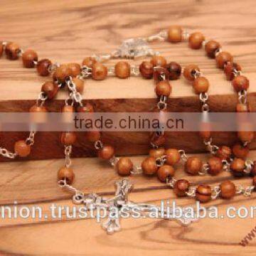 Olive Wood Rosary with Round Small Beads