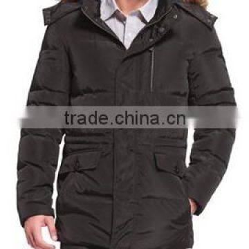 100% polyester waterproof black mens down jacket with fur trim