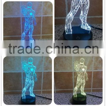 3D Optical Night Light Iron Man 7 RGB Light Colors 10 LEDs AA Battery or DC 5V Mixed Lot