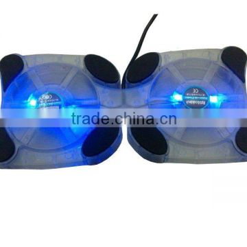 Super led light AC powered laptop cooler with two fans for 13inch sony laptop cooling