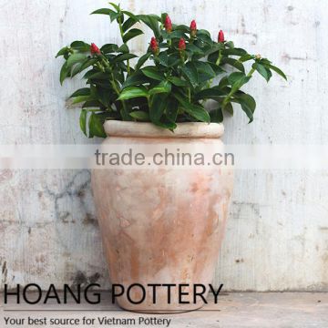 Tall Round Terracotta Flower Planter Outdoor Decor / Vietnam Ceramic Wholesale