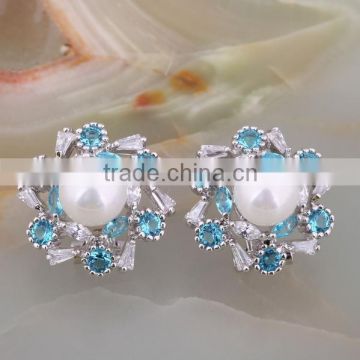 2015 Top sale flower earring with pearl