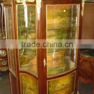 French Louis XV style gilt painted vitrine