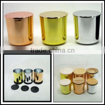 plating copper glass candle jars votive candle holders with lids