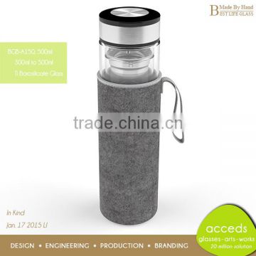 Clear Glass Portable Thermos Bottles with Tea Filter