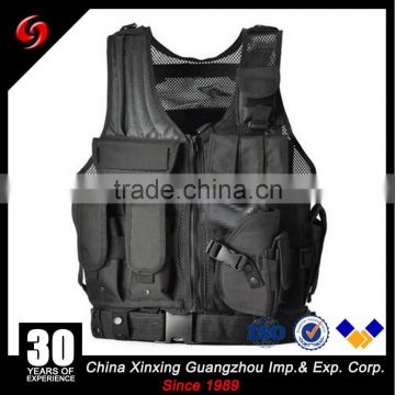 Lightweight Free Size Black Police Man defense tactical vest with different pouches