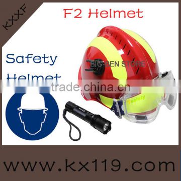 Red With Yellow reflective rescue helmet with flashlight