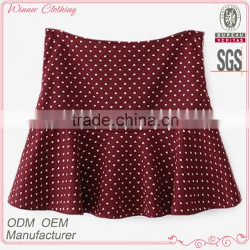 Ladies' fashion polyester print ruffle bottom high quality direct manufacturer hawaii party skirt